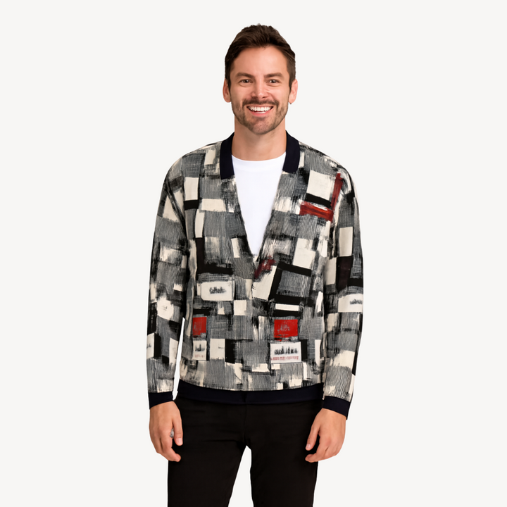 Men's Geometric Print Cardigan | Loravelle