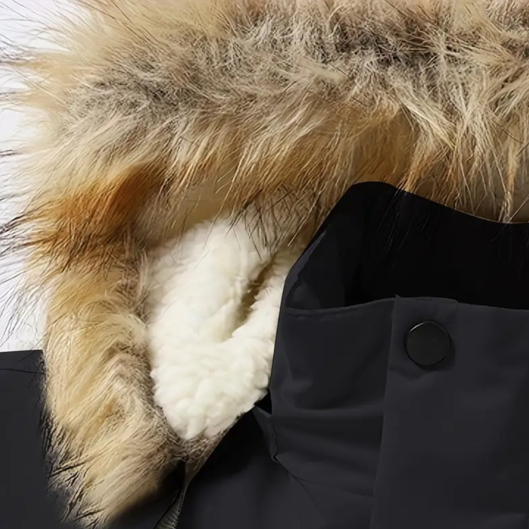 Men's Insulated Puffer Jacket with Detachable Faux Fur Hood | Loravelle