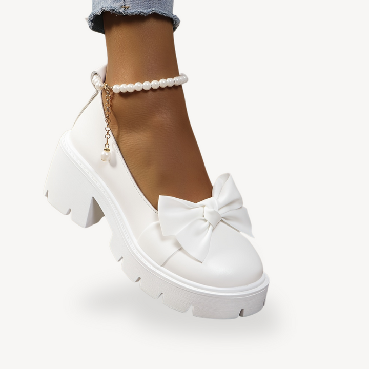 Women's Orthopedic Faux Leather Platform Bow Pumps | Loravelle