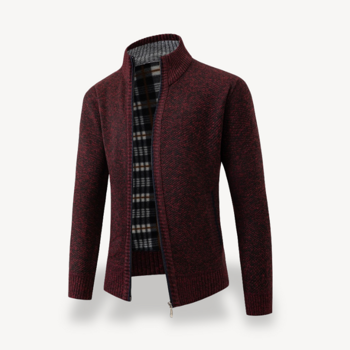 Men's Sherpa Lined Full Zip Cardigan Sweater | Loravelle
