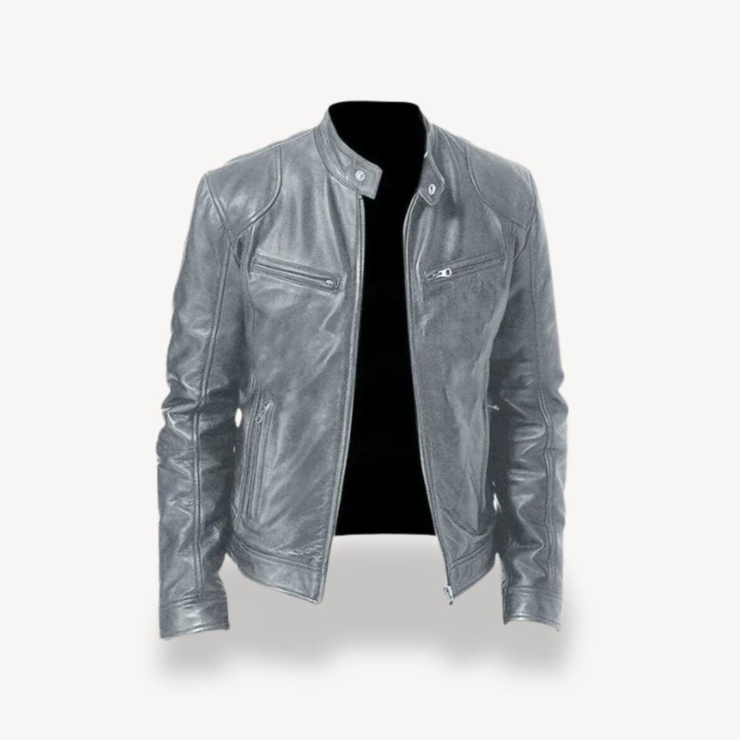 Men's Leather Zip-up Biker Jacket | Loravelle