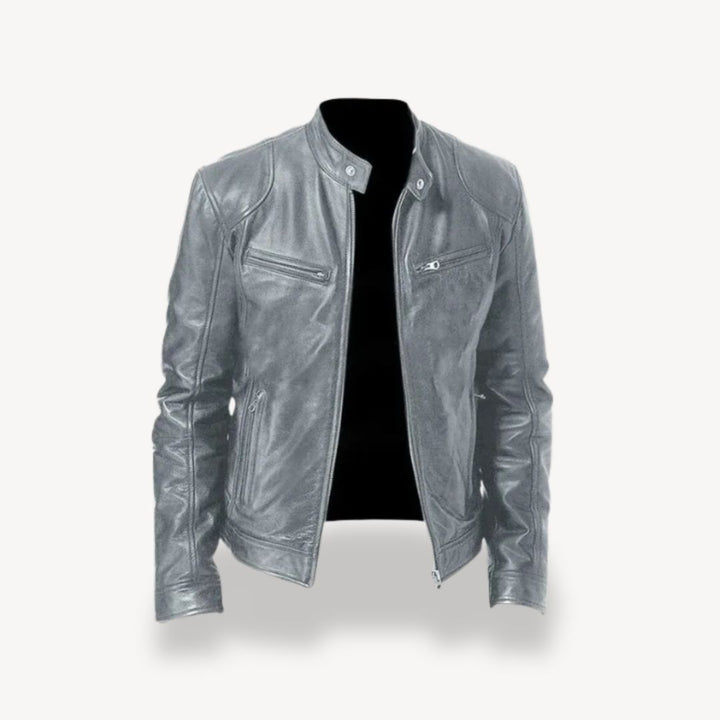 Men's Leather Zip-up Biker Jacket | Loravelle