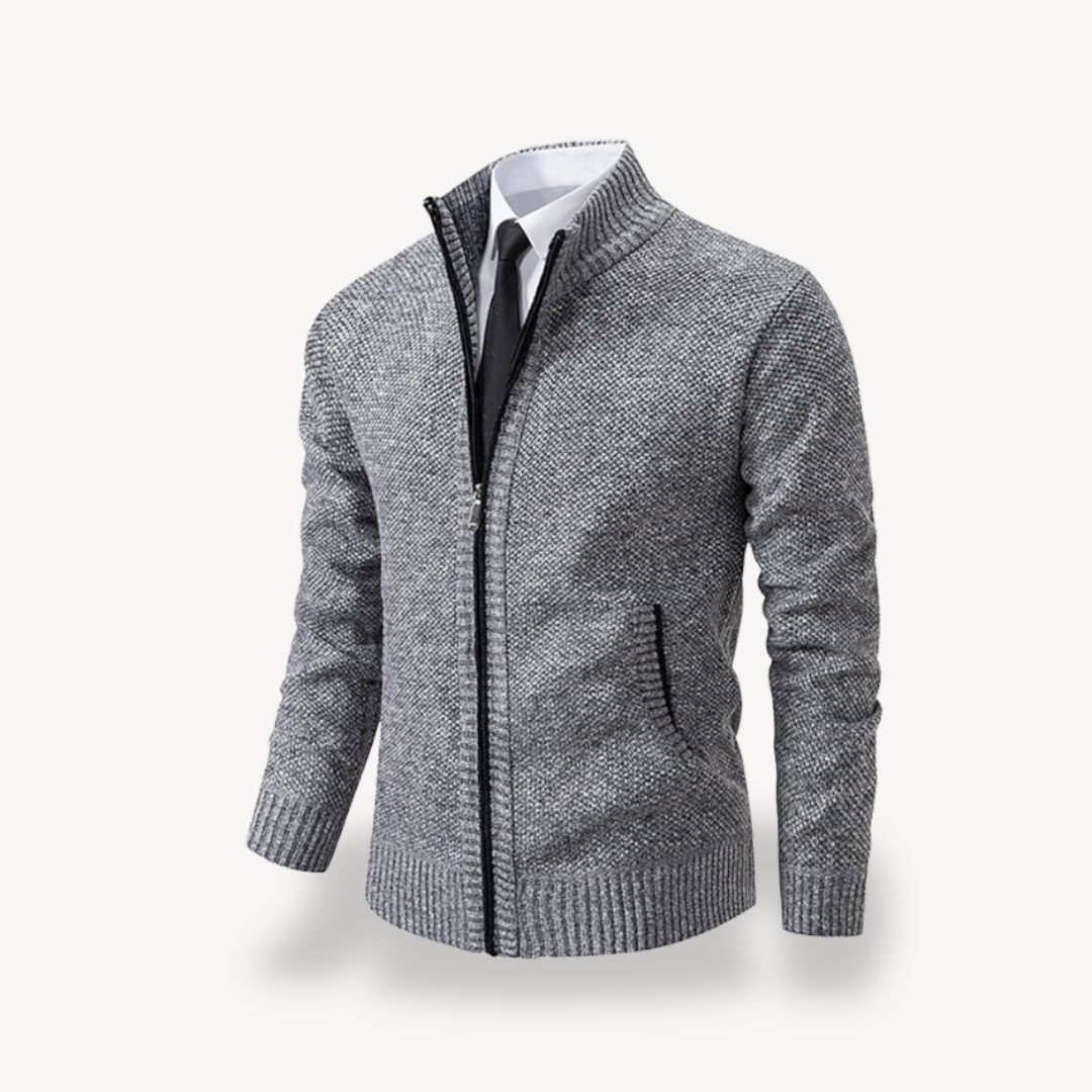 Men's Knit Zip Sweater with Collar | Loravelle