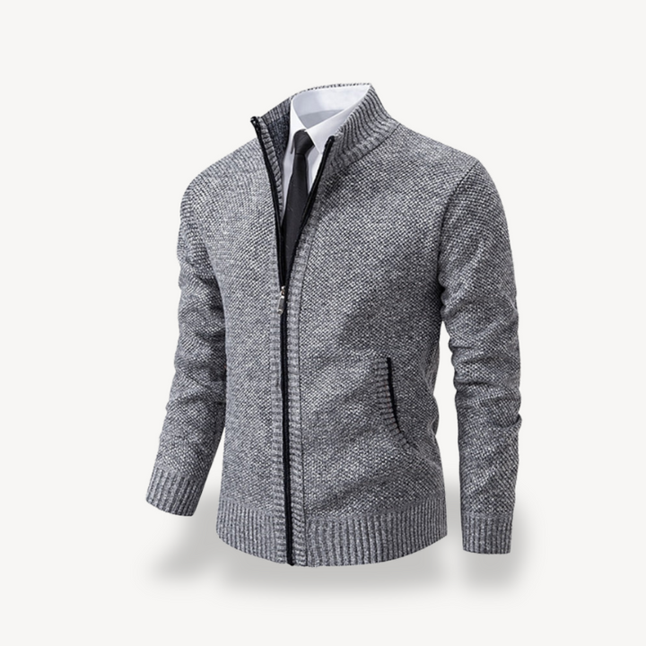 Men's Knit Zip Sweater with Collar | Loravelle