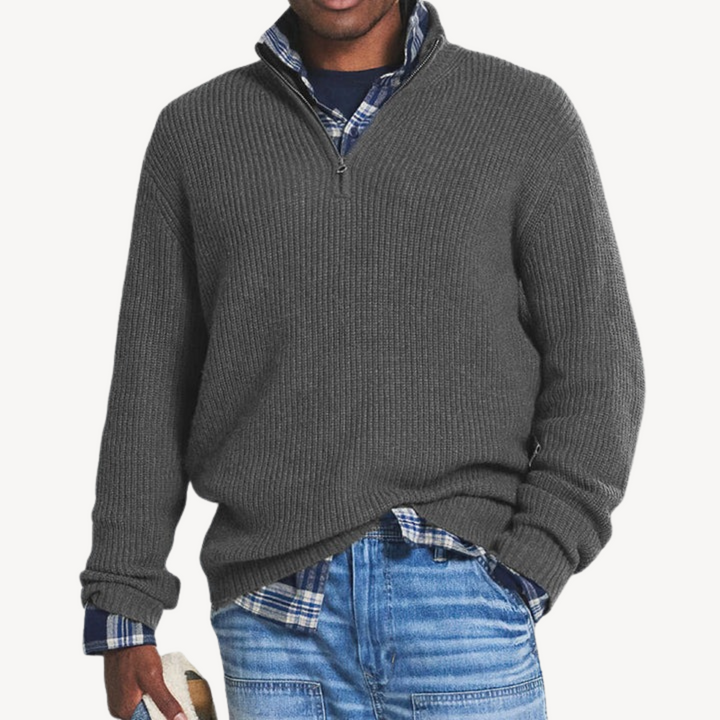 Men’s Half-Zip Cotton Sweater | Loravelle