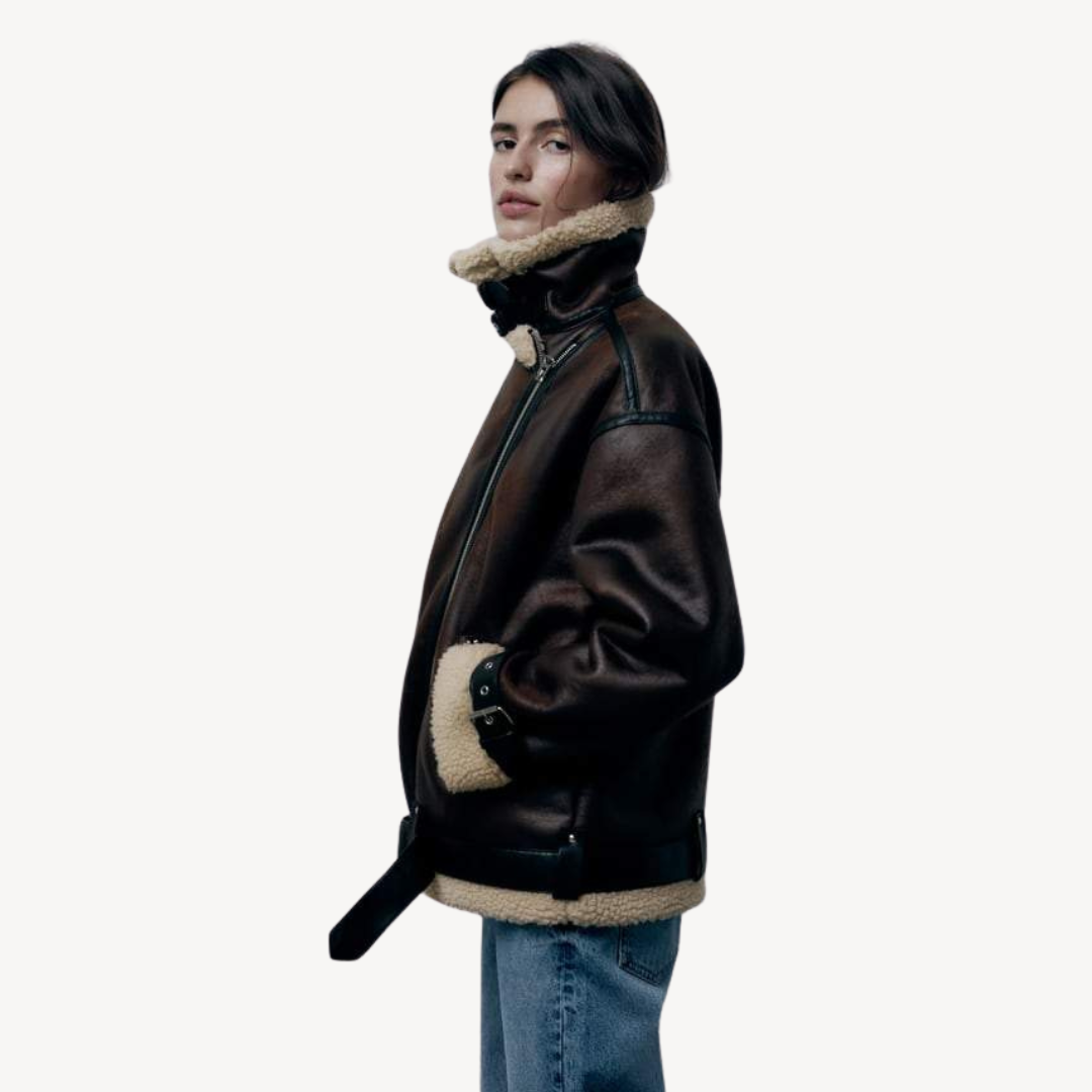 Shearling Biker Jacket for Women | Loravelle