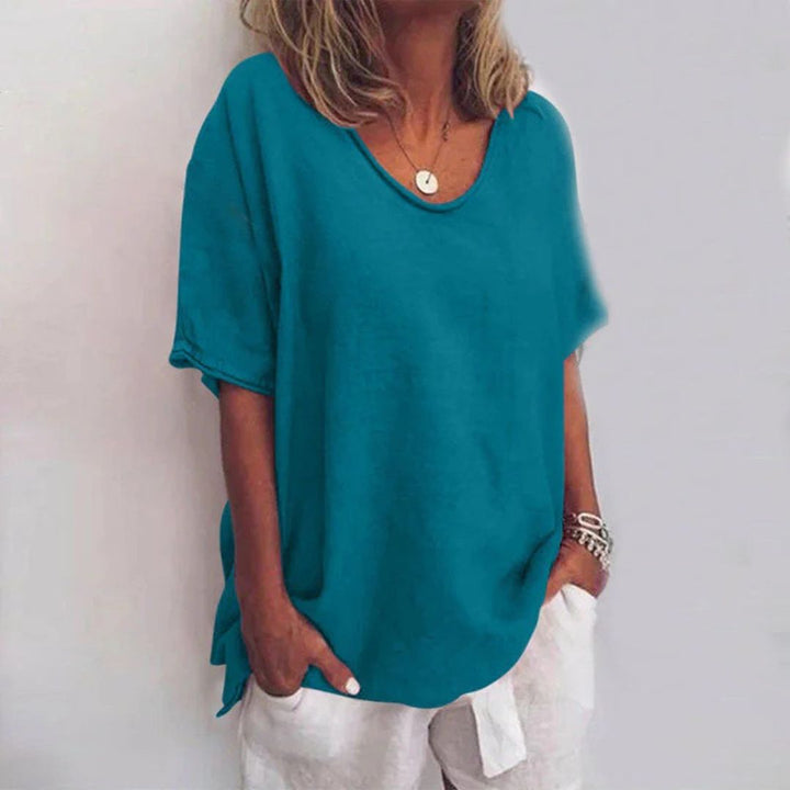 Women's Loose Linen Blend T-Shirt | Loravelle