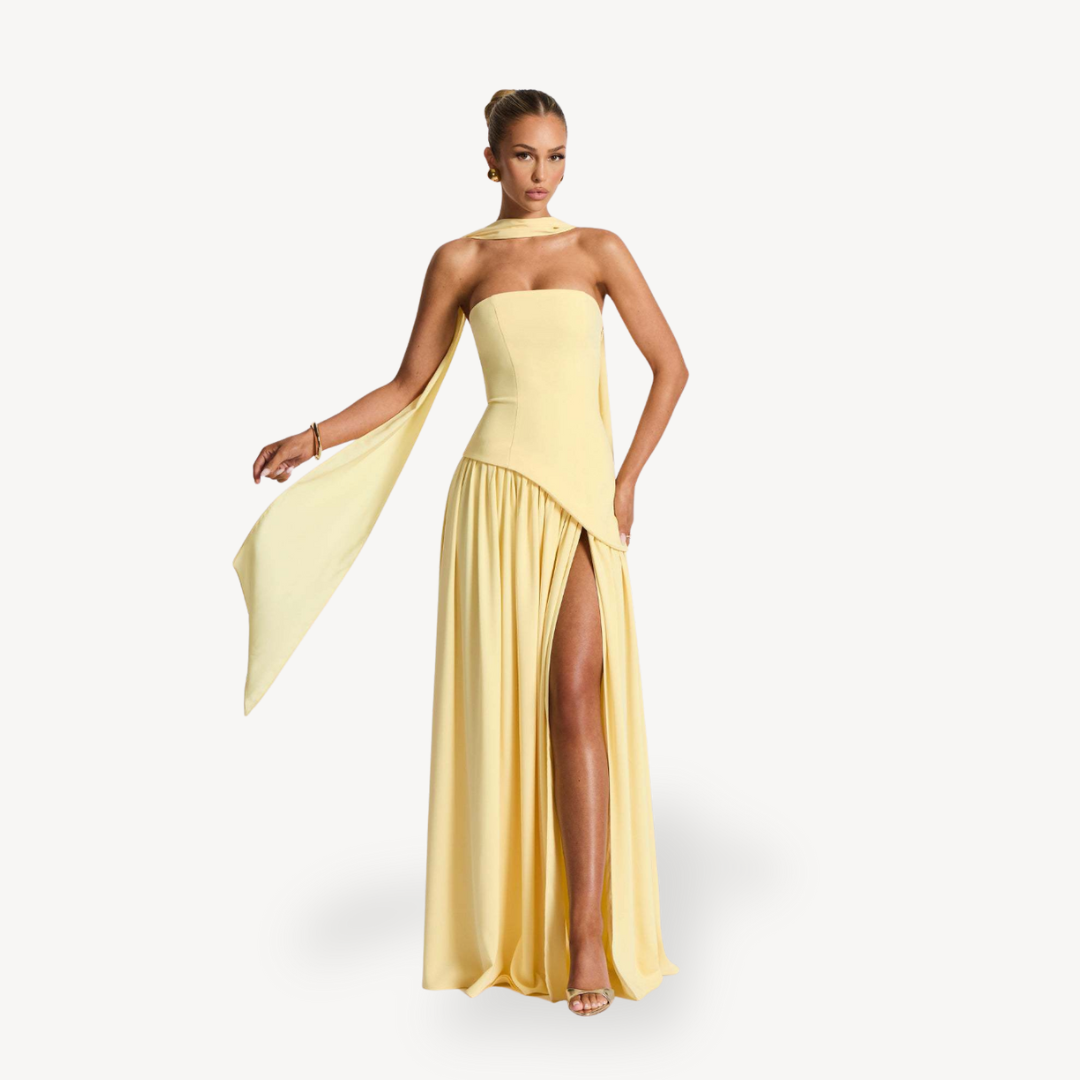 Women's Strapless Slit Maxi Dress | Loravelle