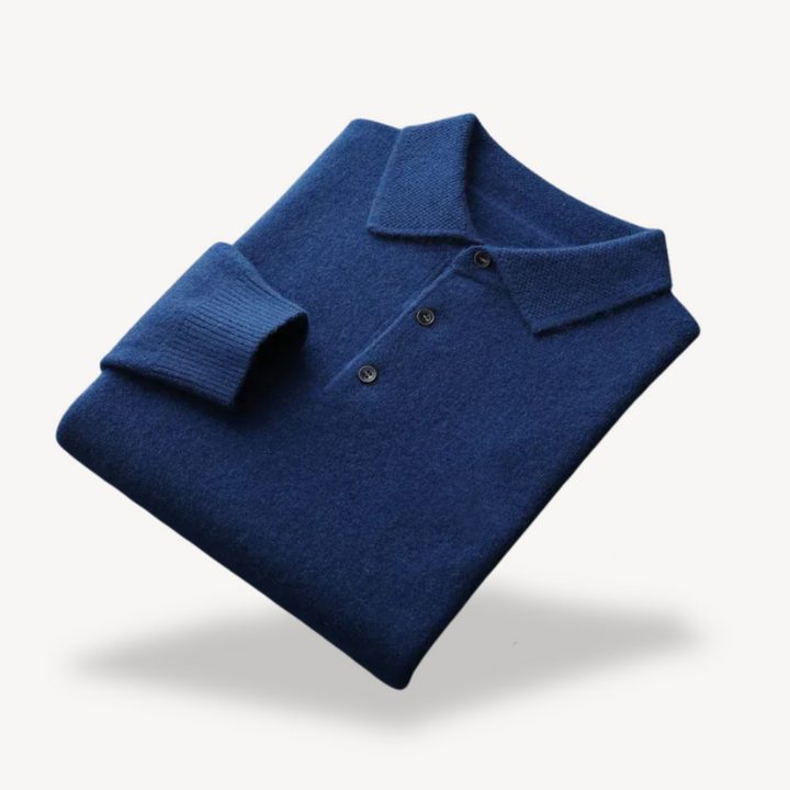 Long Sleeve Knit Polo Sweater Men | Loravelle