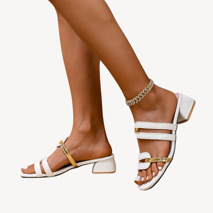 Leather Gold Orthopedic Women's Sandals | Loravelle