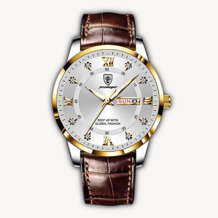 Loravelle | Men's Brown Leather Strap Watch