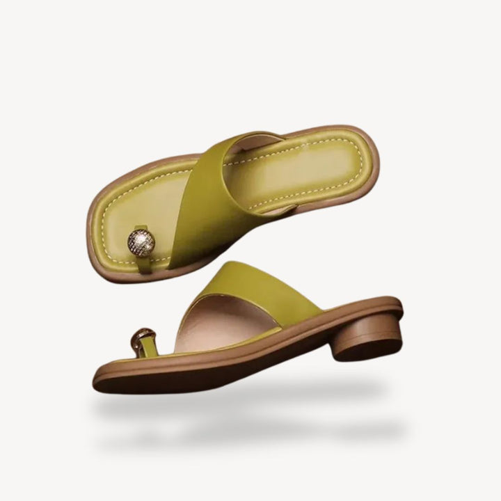 Orthopedic Square Toe Leather Sandals Women | Loravelle