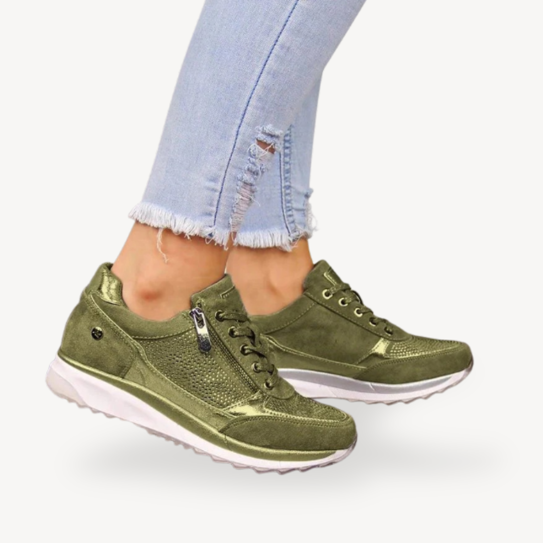 Women's Orthopedic Suede Wedge Sneakers | Loravelle
