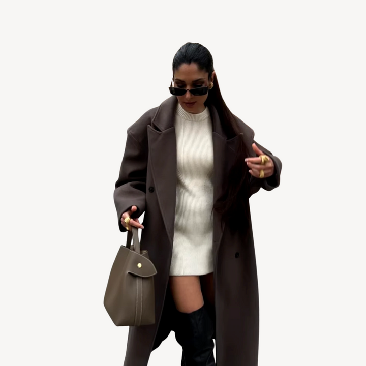 Women's Wool Blend  Button Front Long Coat | Loravelle