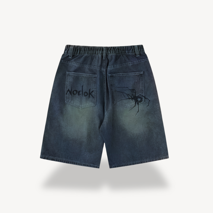Y2K Spider Web Denim Shorts Women Cotton Streetwear | Loravelle