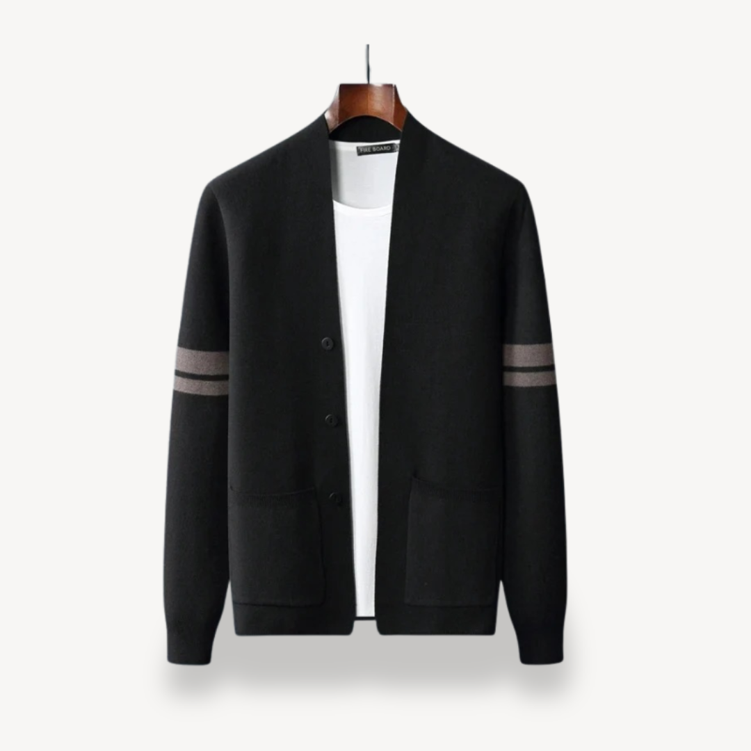 Men's Striped Knit Cardigan | Loravelle