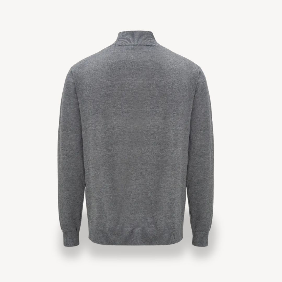 Men's Gray 1/4 Zip Knit Sweater | Loravelle