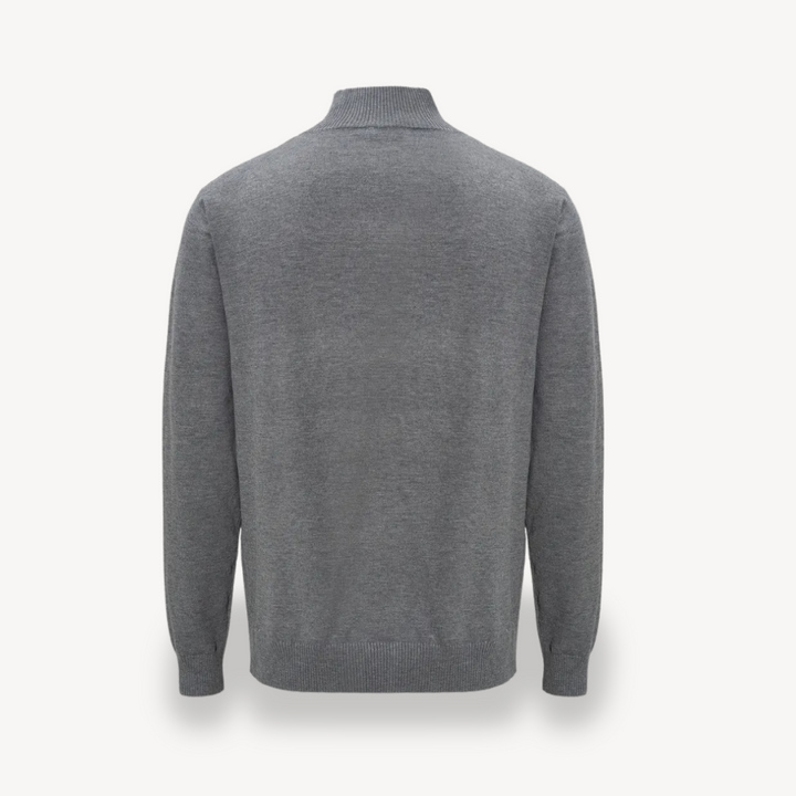 Men's Gray 1/4 Zip Knit Sweater | Loravelle