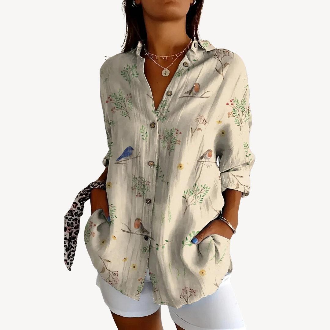 Print Button-Up Shirt Women | Loravelle