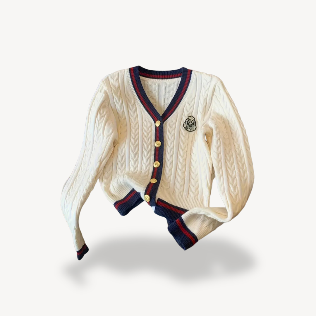 Women's V-Neck Preppy Style Cardigan Sweater | Loravelle