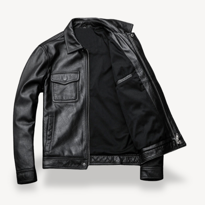 Men's Leather Jacket with Pockets | Loravelle