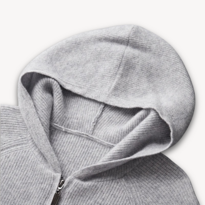 Loravelle | Men's Merino Wool Full-Zip Hoodie– Adult Casual Knitwear