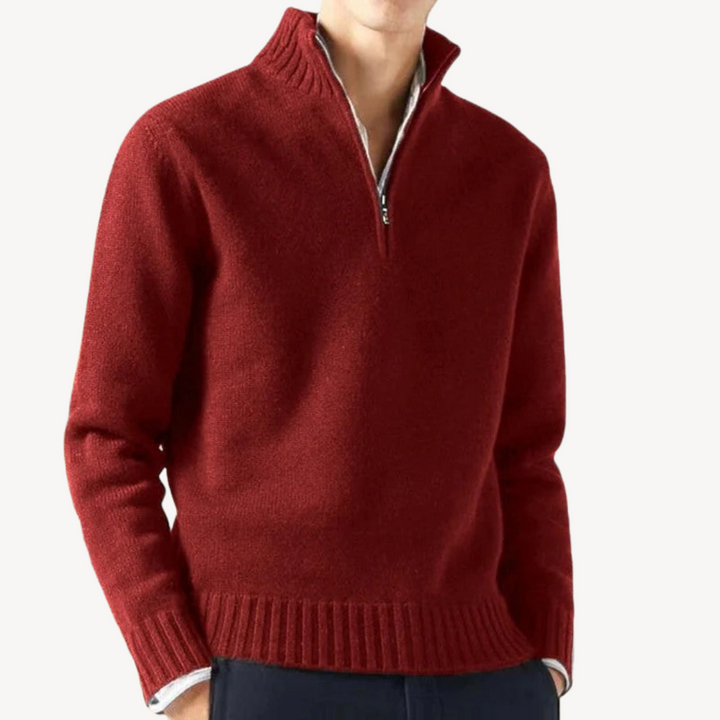 Quarter Zip High Neck Knit Sweater Men | Loravelle