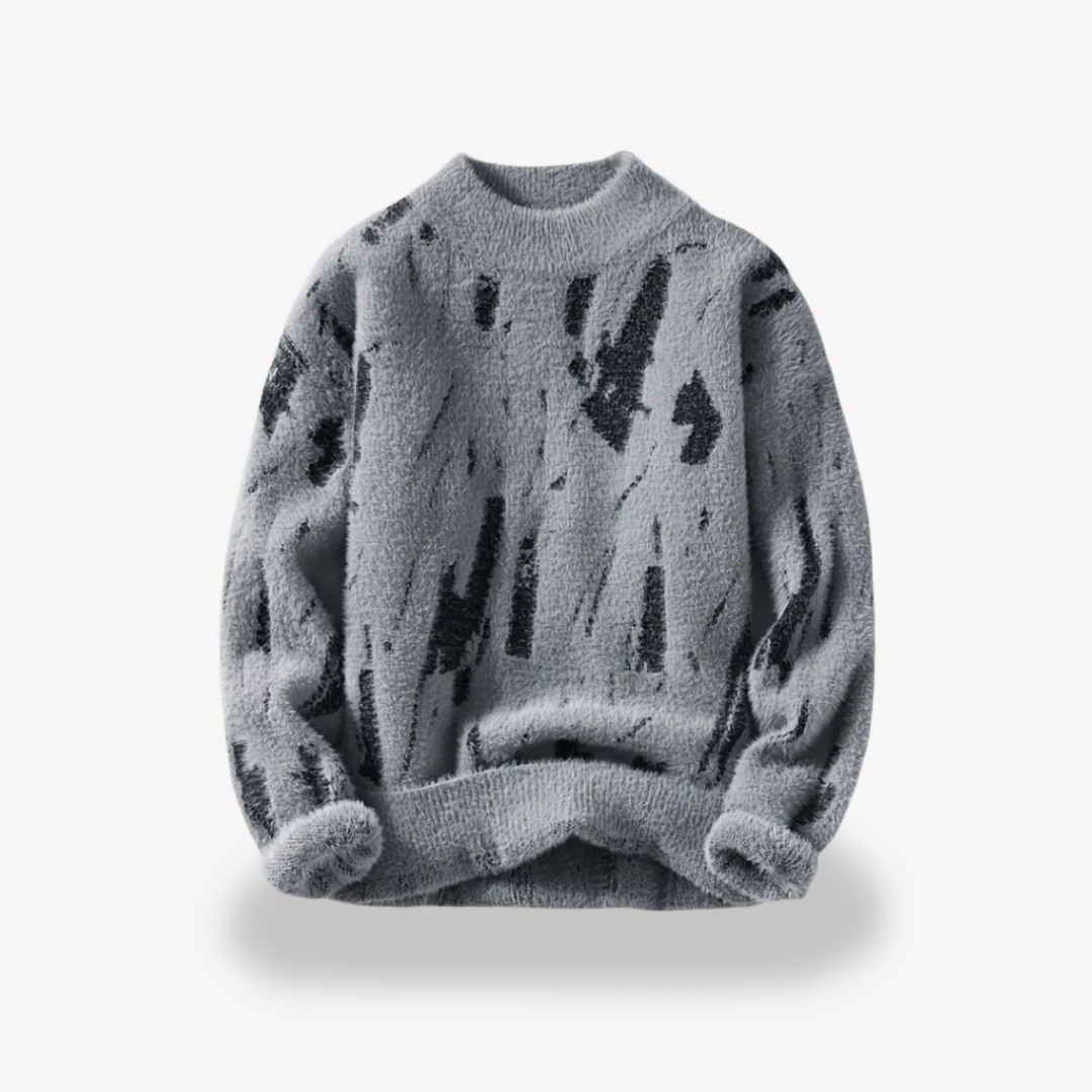 Men's Abstract Fuzzy Knit Sweater | Loravelle