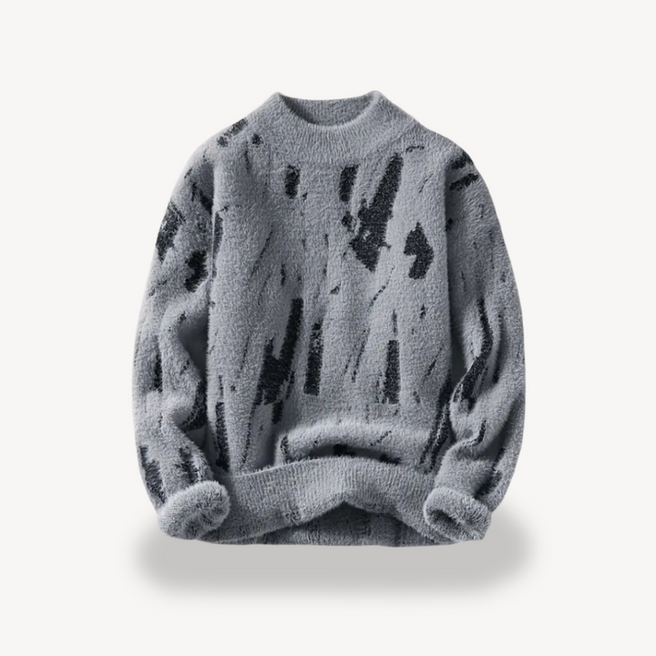 Men's Abstract Fuzzy Knit Sweater | Loravelle
