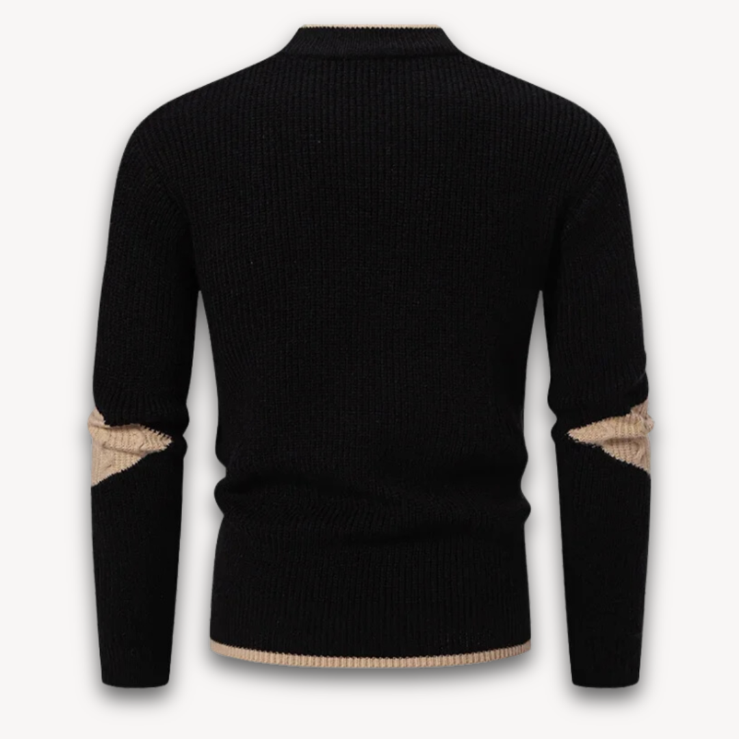 Loravelle Men's Geometric Knit Crewneck Sweater - Premium Cotton Blend