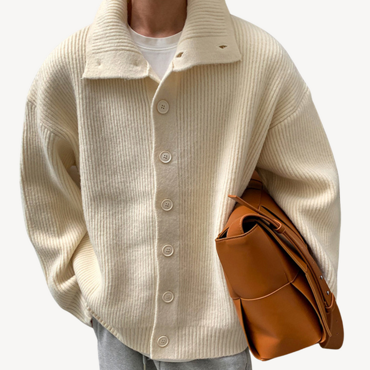 Ribbed Knit Button Cardigan for Men | Loravelle