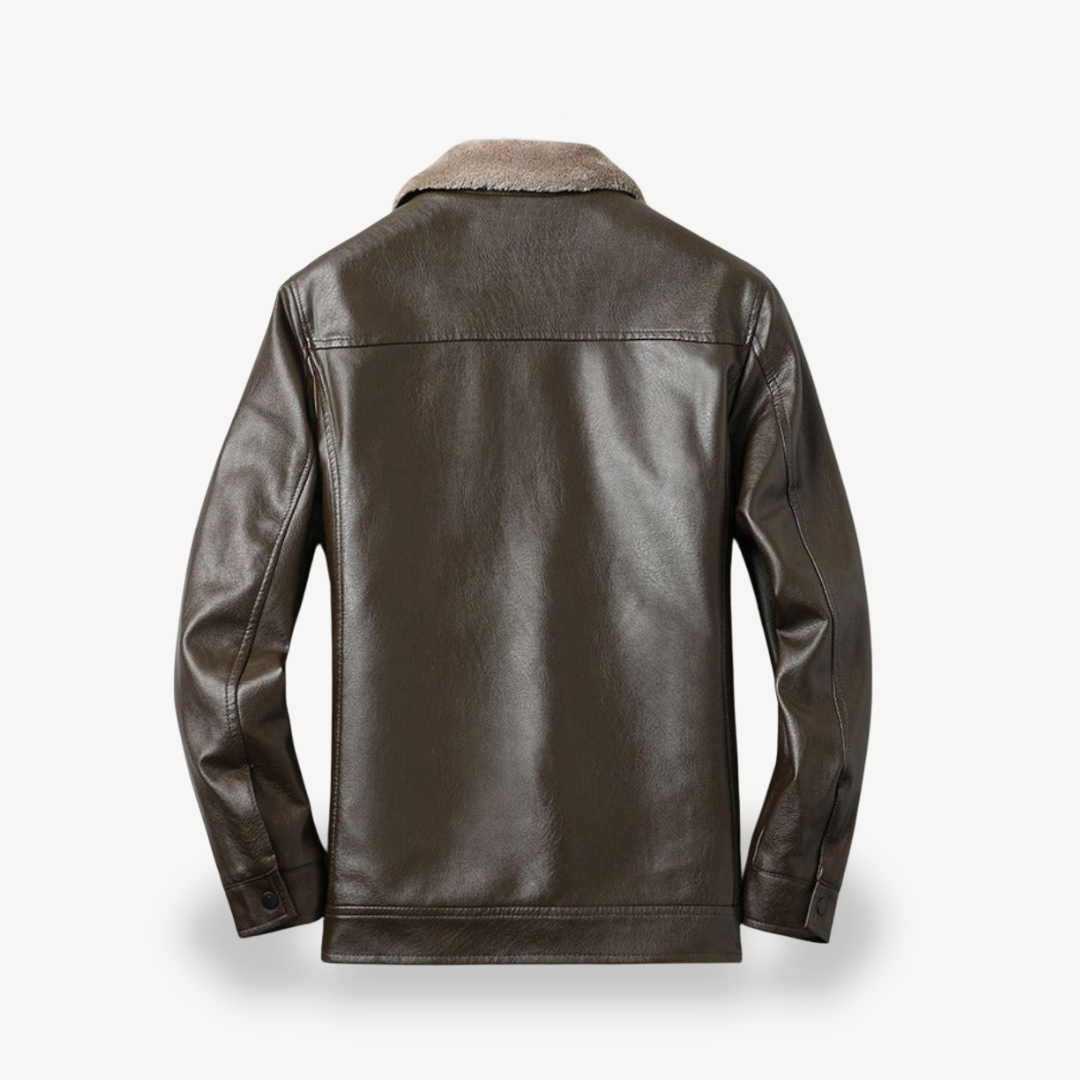 Faux Leather Jacket with Fleece Lining for Men | Loravelle