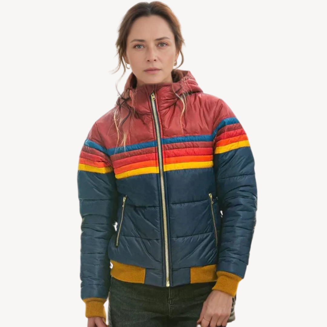 Women’s Puffer Jacket with Stripes | Loravelle