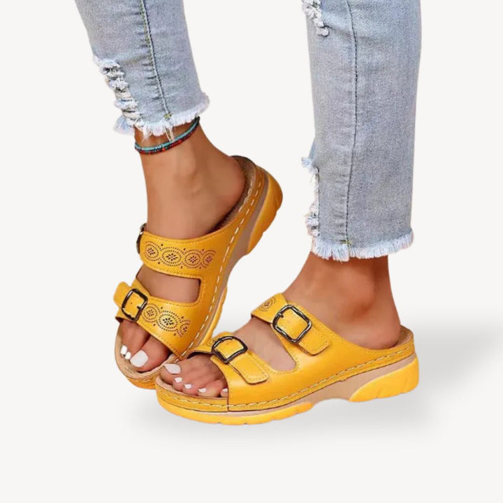 Orthopedic Comfort Buckle Sandals PU Women | Loravelle