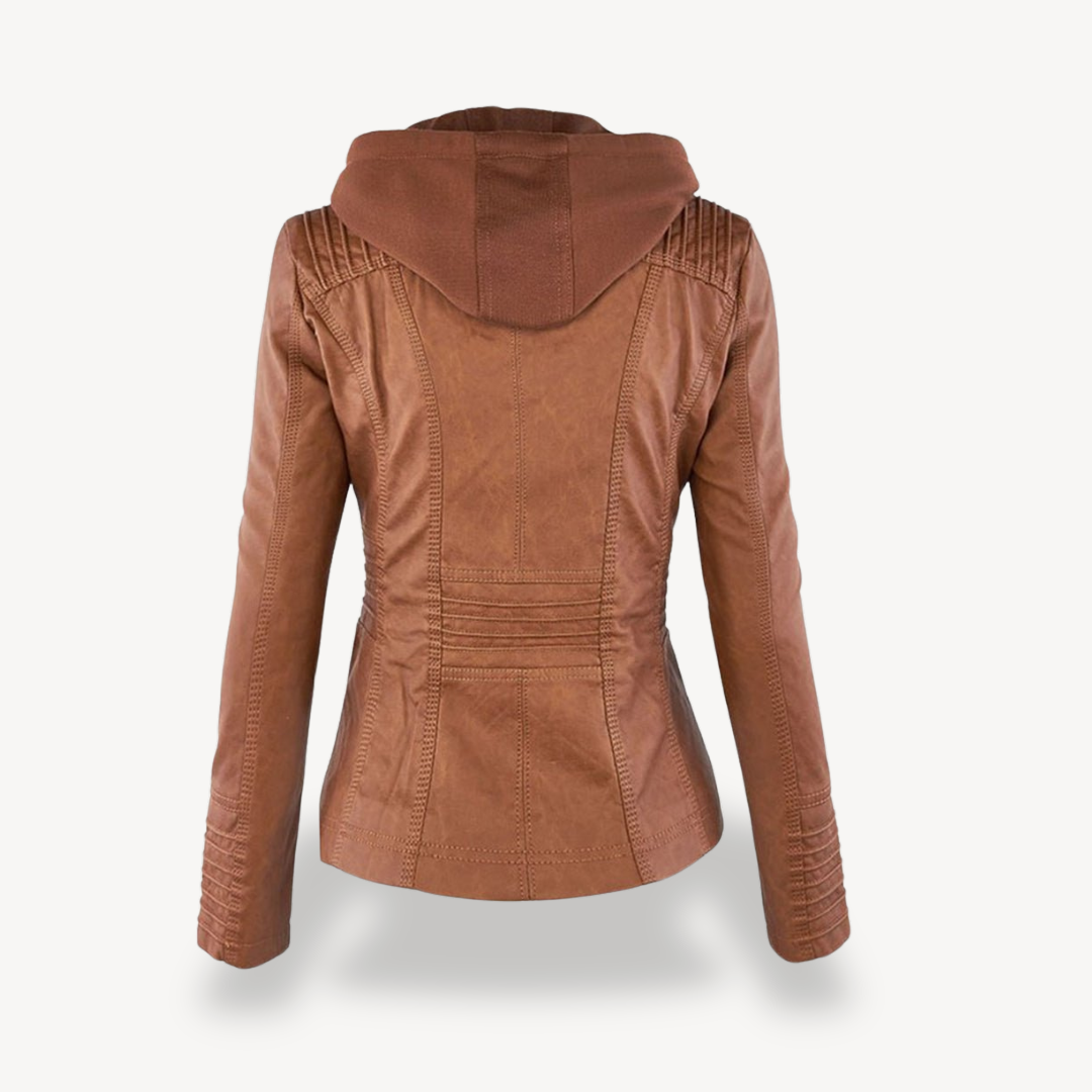 Women's Waterproof Leather Hooded Jacket | Loravelle