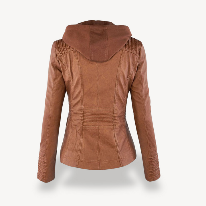Women's Waterproof Leather Hooded Jacket | Loravelle