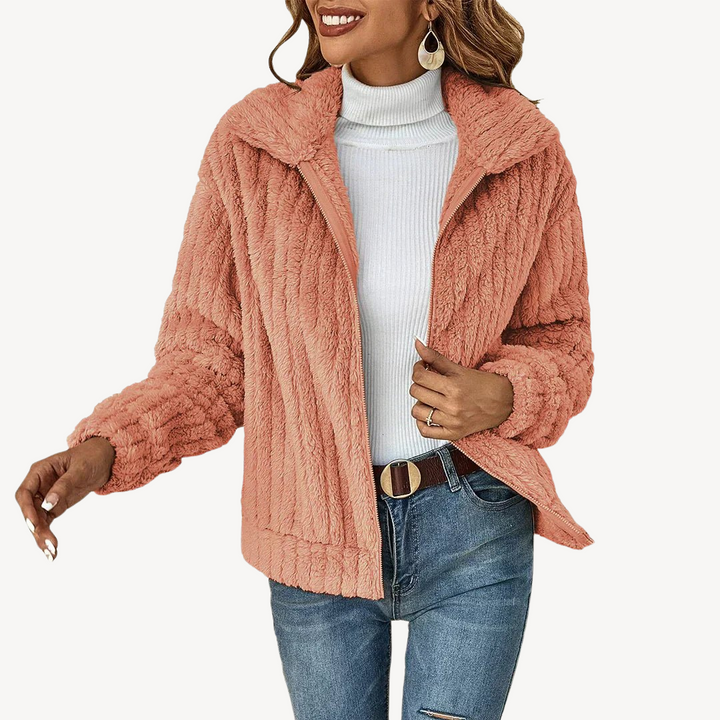 Women's Plush Fleece Zip-Up Cardigan | Loravelle
