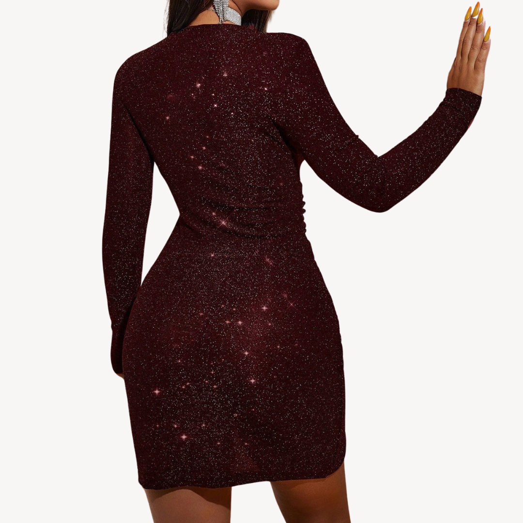 Loravelle | Women's Glitter Ruched Bodycon Mini Dress