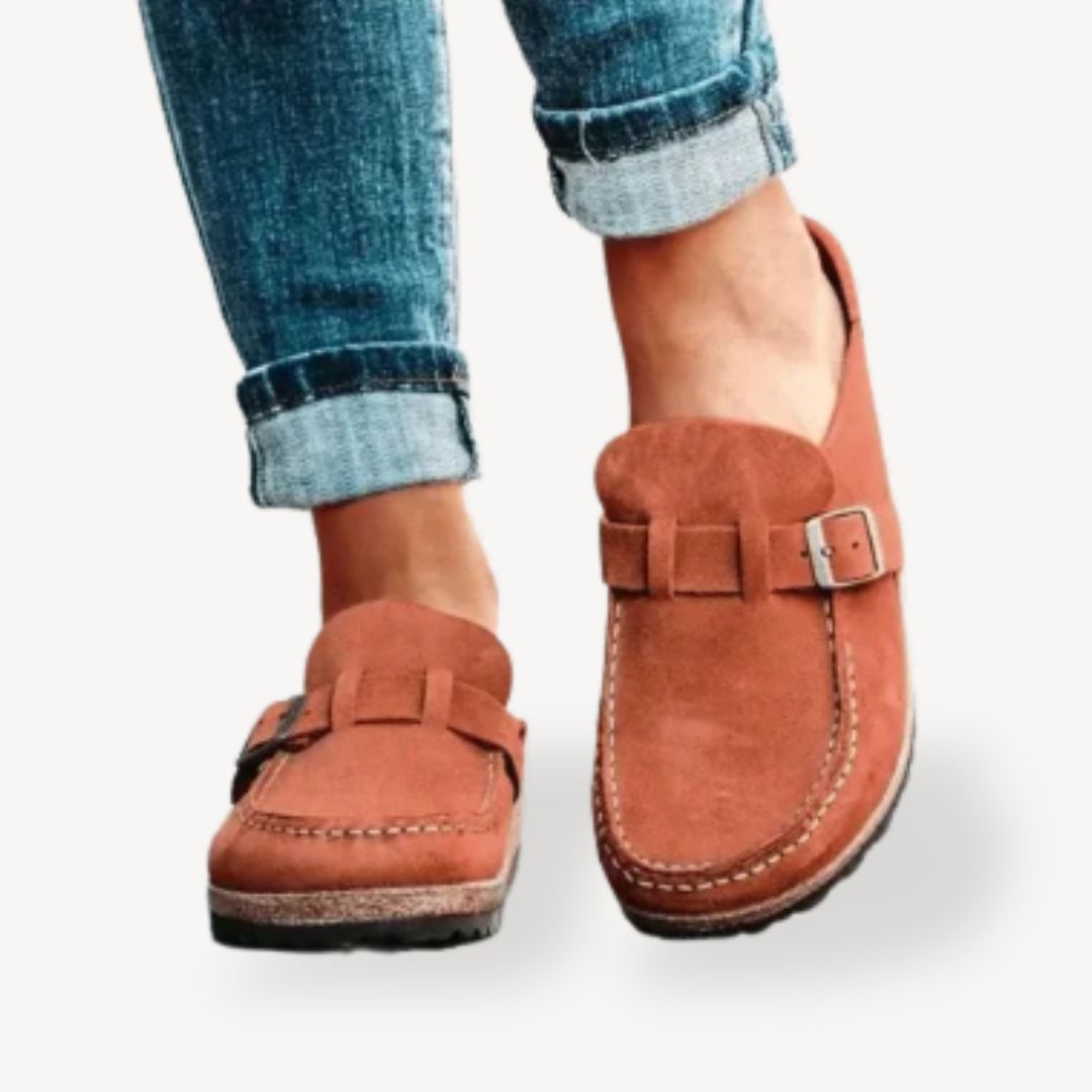 Women's Orthopedic Suede Comfort Buckle Slip-On Clogs | Loravelle