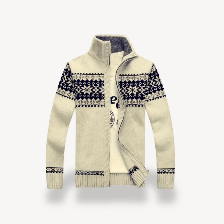Nordic Knit Full-Zip Sweater Men | Loravelle