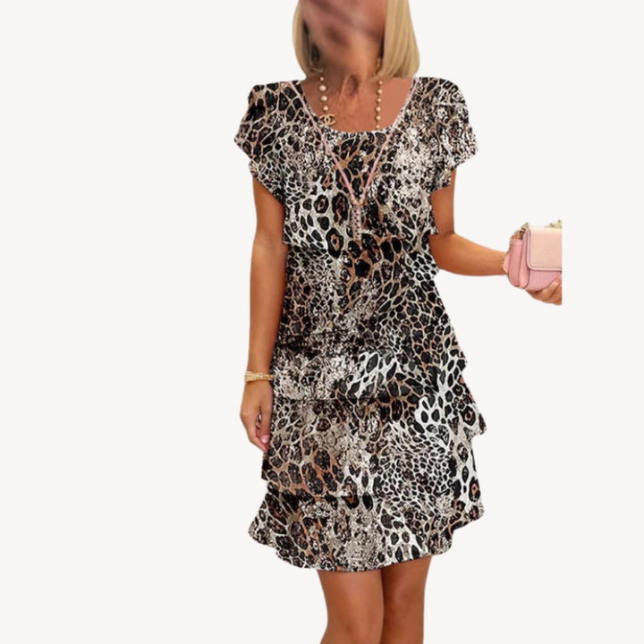 Women's Animal Print Ruffle Dress | Loravelle