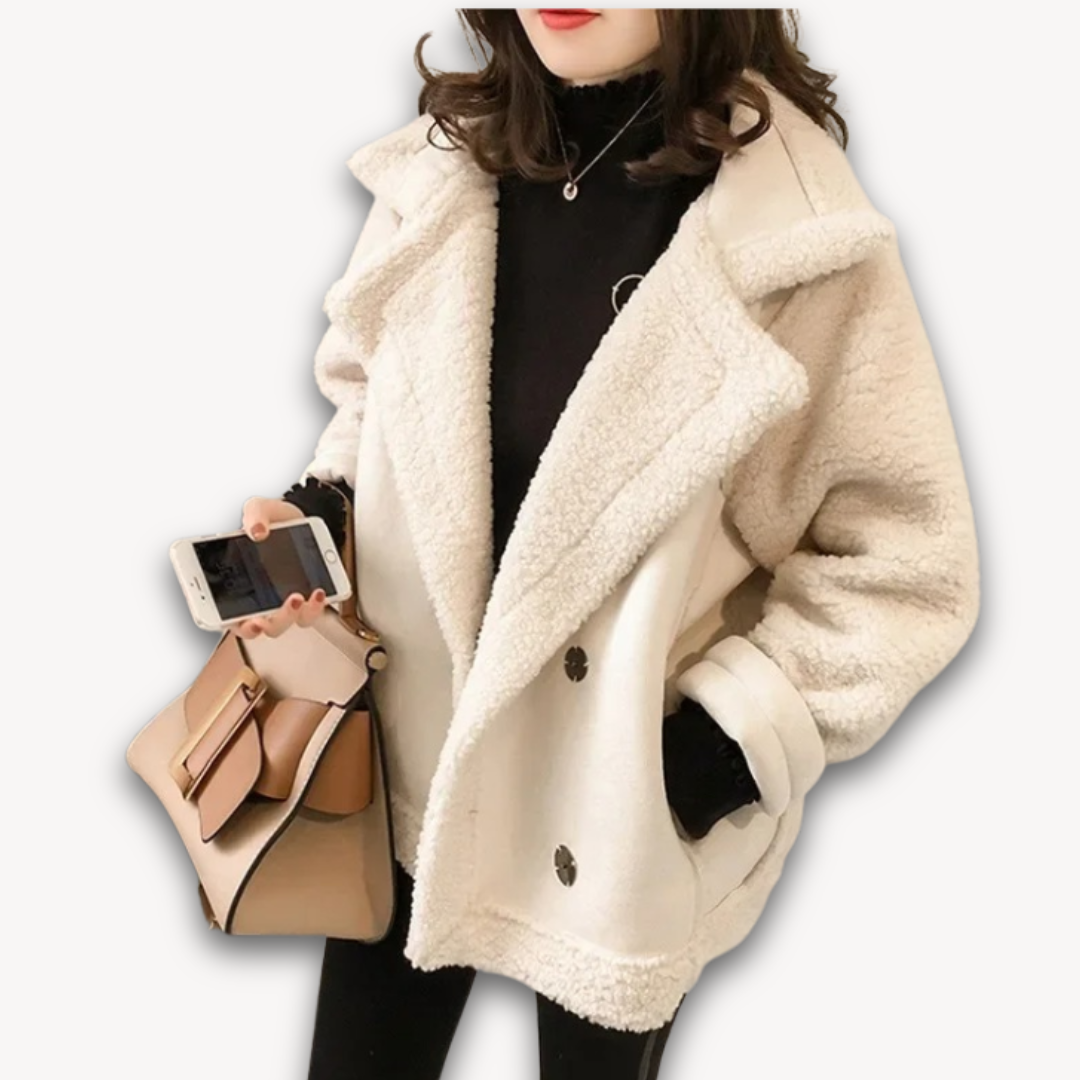 Loravelle | Women's Shearling-Lined Faux Suede Jacket, Warm Winter Coat, Casual Style