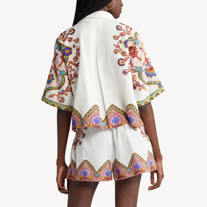 Women's Cotton Paisley Print Shorts Set | Loravelle
