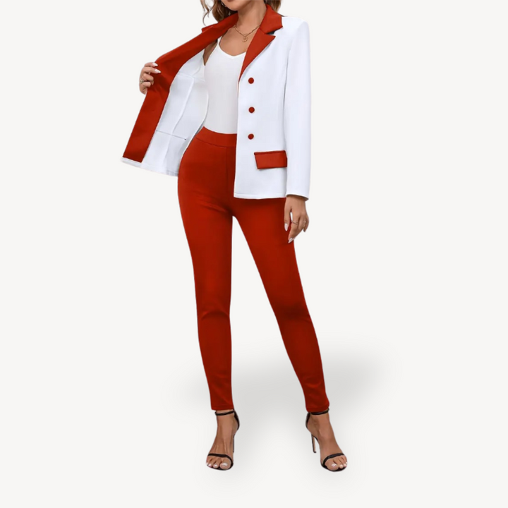 Two-Tone Blazer Pants Set | Loravelle