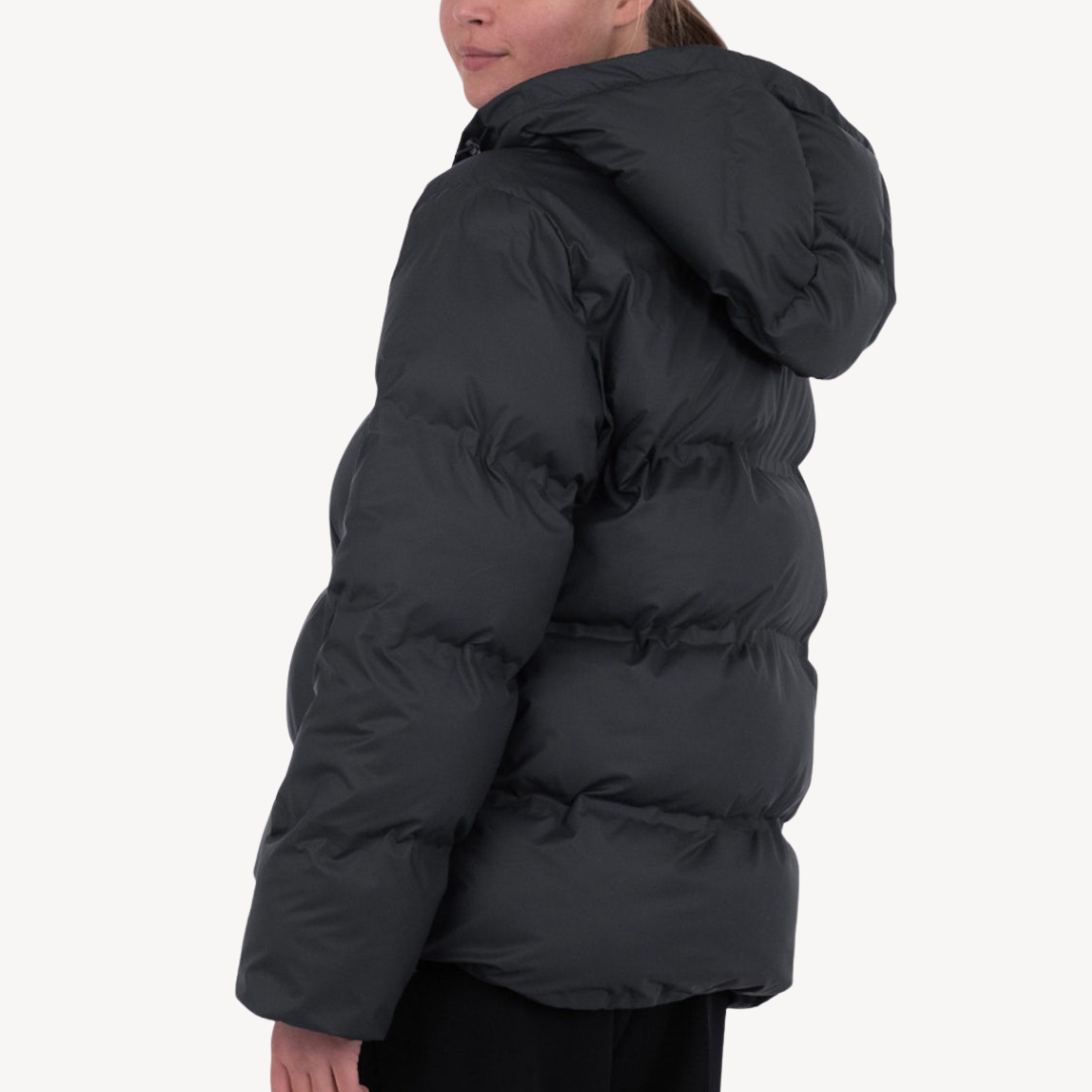 Women’s Black Hooded Puffer Jacket Winter Polyester Coat | Loravelle