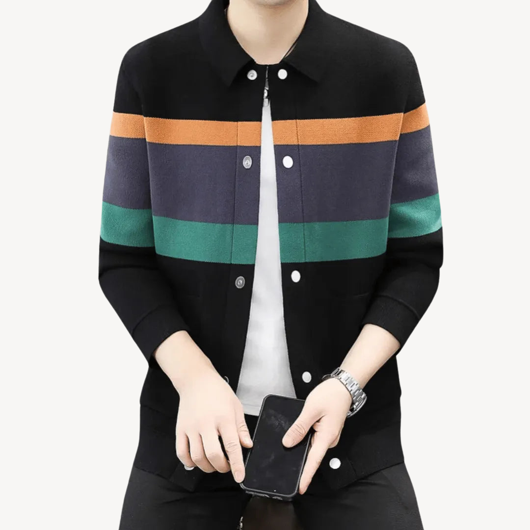 Striped Wool Cardigan for Men | Loravelle