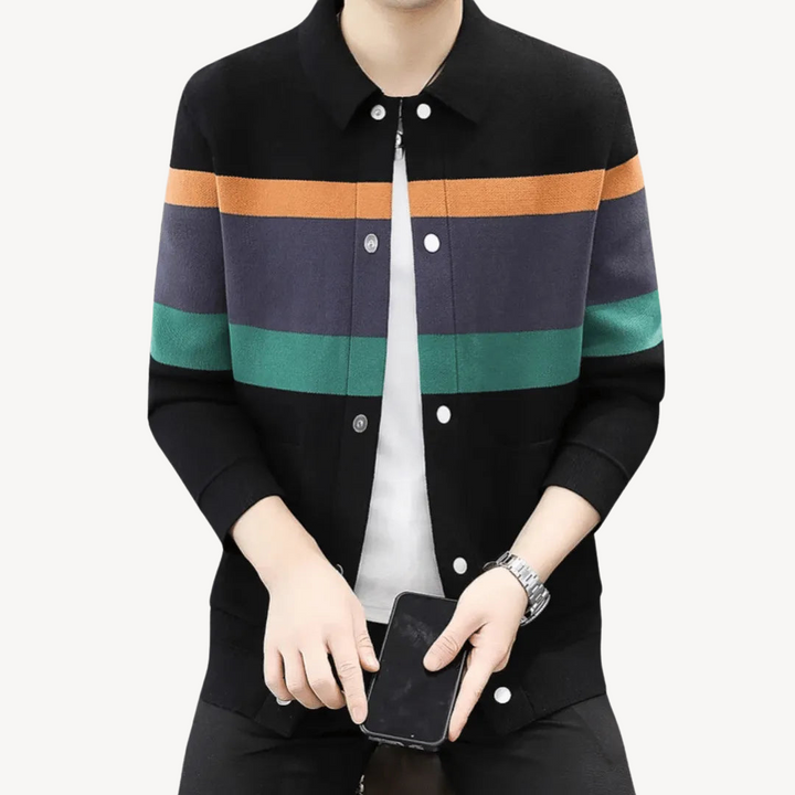 Striped Wool Cardigan for Men | Loravelle