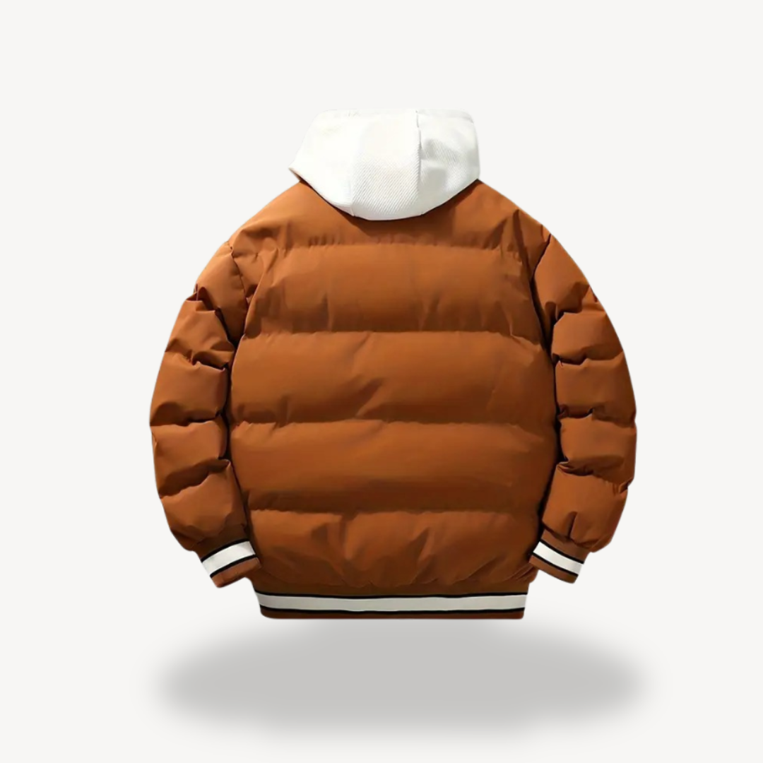 Men's Puffer Varsity Jacket with Hoodie | Loravelle
