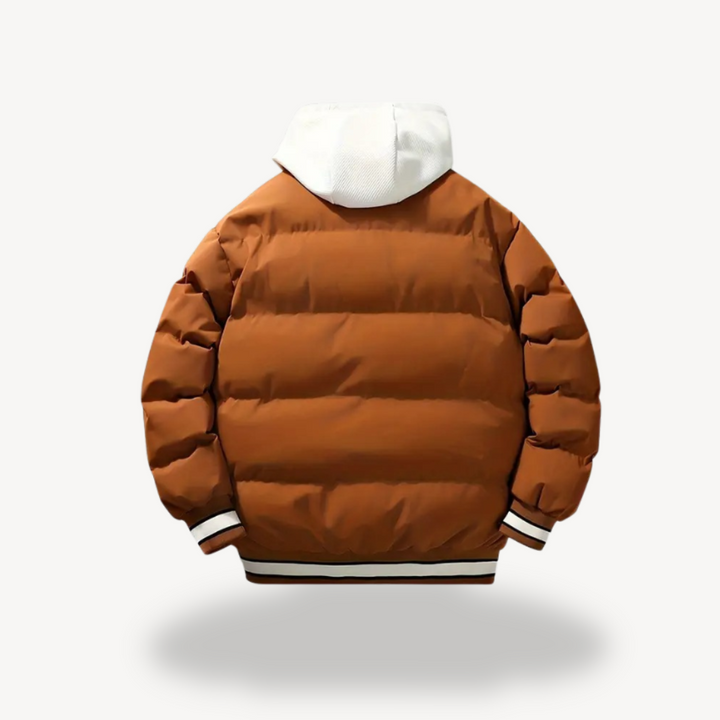 Men's Puffer Varsity Jacket with Hoodie | Loravelle