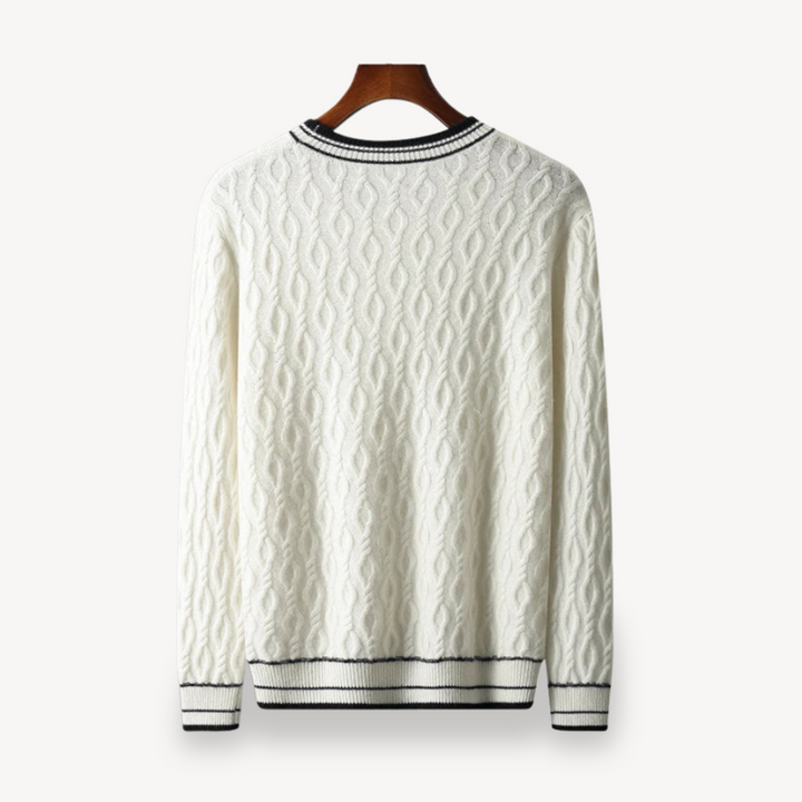 Men's Cable Knit Merino Wool Sweater | Loravelle